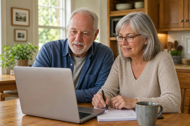 Couple filling out home selling form