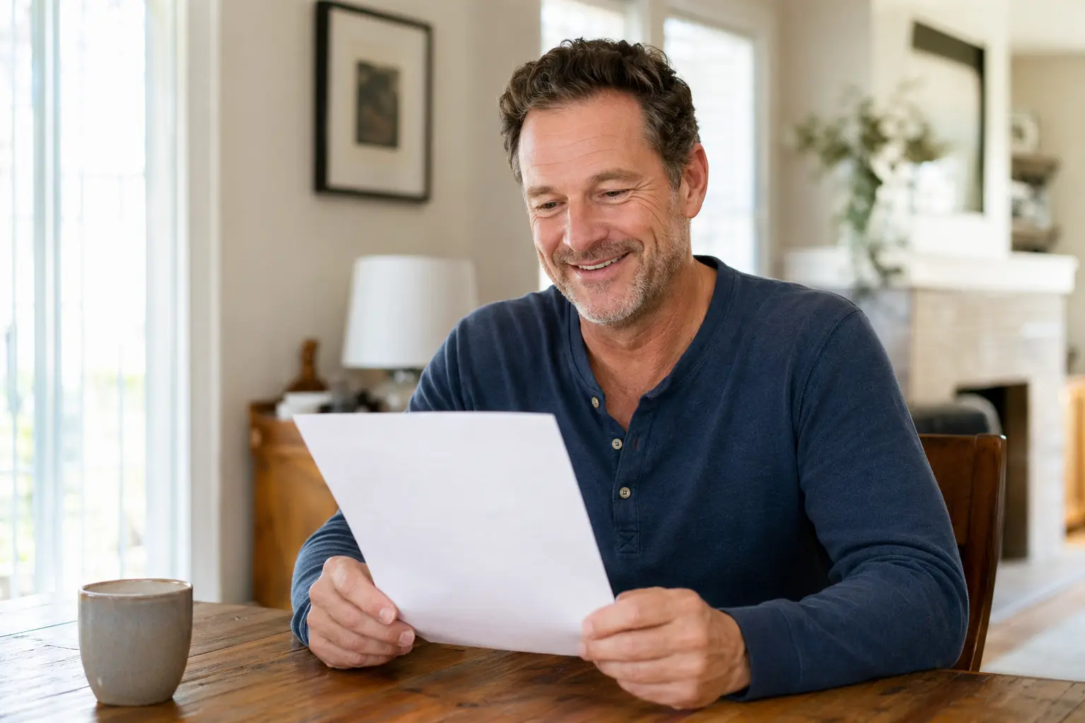 Homeowner happily reviewing his cash offer